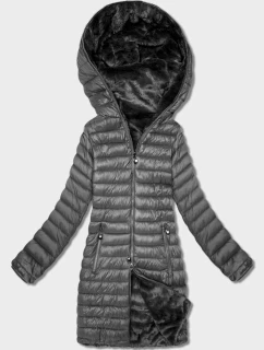 Oboustranná dámská bunda - kožíšek v grafitové barvě Goodlookin (P3-6001-27)