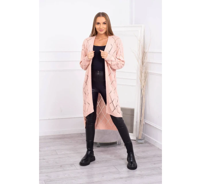 Svetr s geometrickým vzorem pudrově růžový