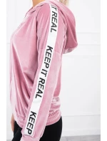 Velurová mikina s kapucí pudrově růžová Velurová mikina s kapucí pudrově růžová