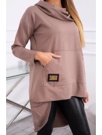 Mikina s dlouhými zády a kapucí mocca