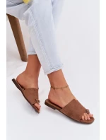 Dámské ploché nazouváky s ozdobným detailem Eko semiš hnědé Selavine Dámské ploché nazouváky s ozdobným detailem Eko semiš hnědé Selavine