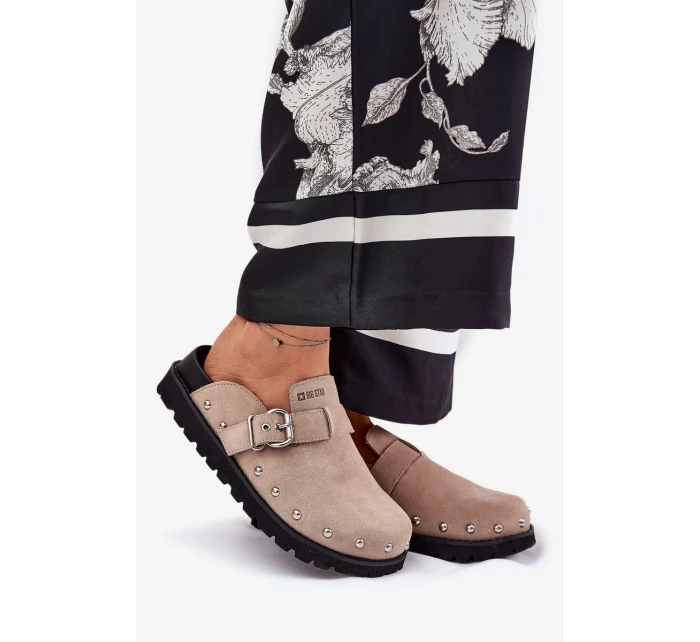 Dámské semišové pantofle na platformě Big Star – béžové Dámské semišové pantofle na platformě Big Star – béžové