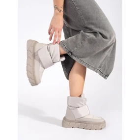 Trendy šedo-stříbrné  sněhule dámské platforma