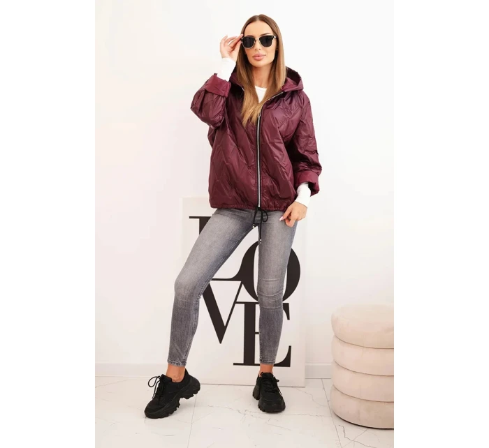 Dámská prošívaná bunda s kapucí švestková