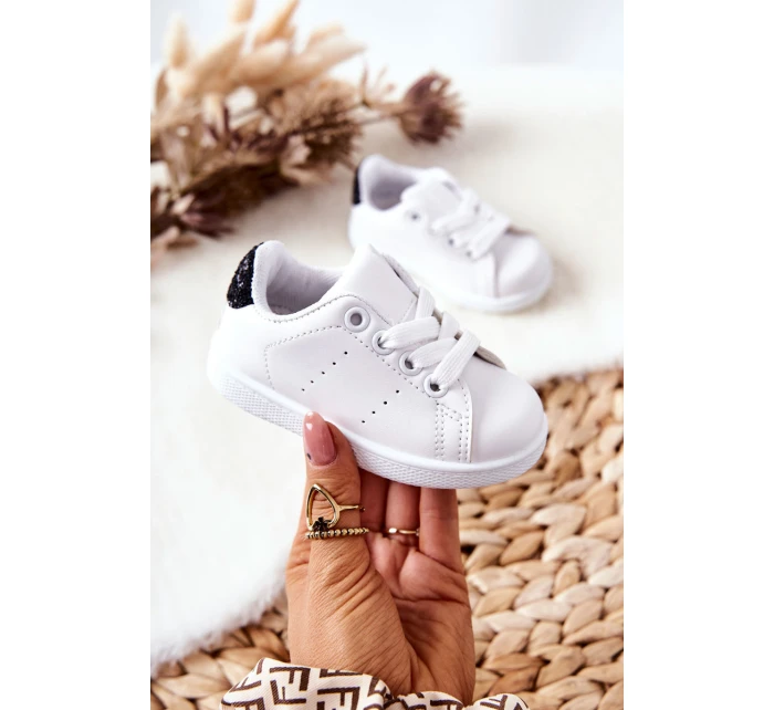 Dětské Tenisky Bíle-Cerné Glossy Dětské Tenisky Bíle-Cerné Glossy