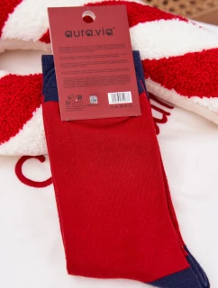 Pánské Vánoční ponožky Santa Claus v brýlích Červeno-tmavé