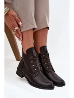 Dámské nízké zateplené kotníkové botky na zip s ozdobou – hnědé Nevalia