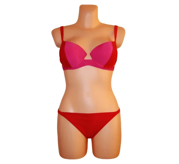 Dámské plavky dvoudílné bikiny 2COLOR dvoubarevné červené - Červená - OEM Dámské plavky dvoudílné bikiny 2COLOR dvoubarevné červené - Červená - OEM