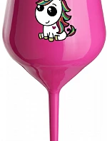 DUHOVÝ JEDNOROŽEC - růžová nerozbitná sklenice na víno 470 ml
