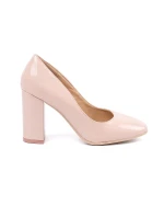 Luxusní růžové  lodičky dámské na širokém podpatku