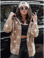 FORTY dámská bunda z alpaky s kapucí světle hnědá FashionStreet NY0688