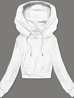 Krátká mikina s kapucí bílá (8B939-1)