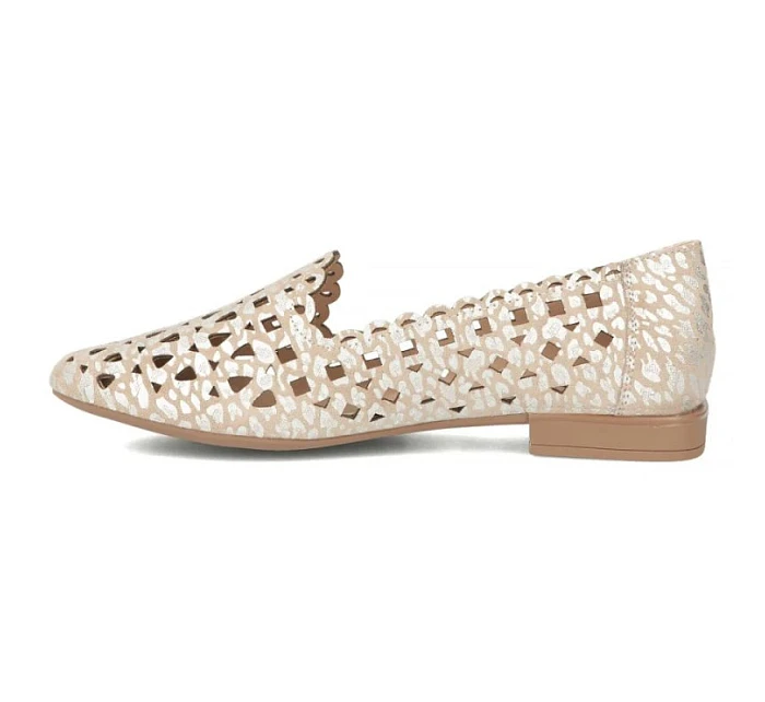 Dámské kožené ažurové polobotky béžové barvy Filippo model 22079006 Dámské kožené ažurové polobotky béžové barvy Filippo model 22079006