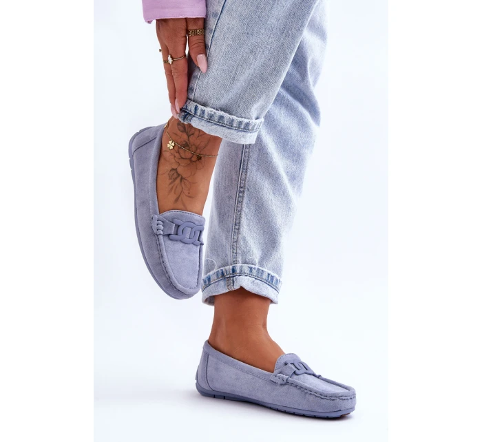 Dámské módní semišové mokasíny modré model 21625612 - Boto