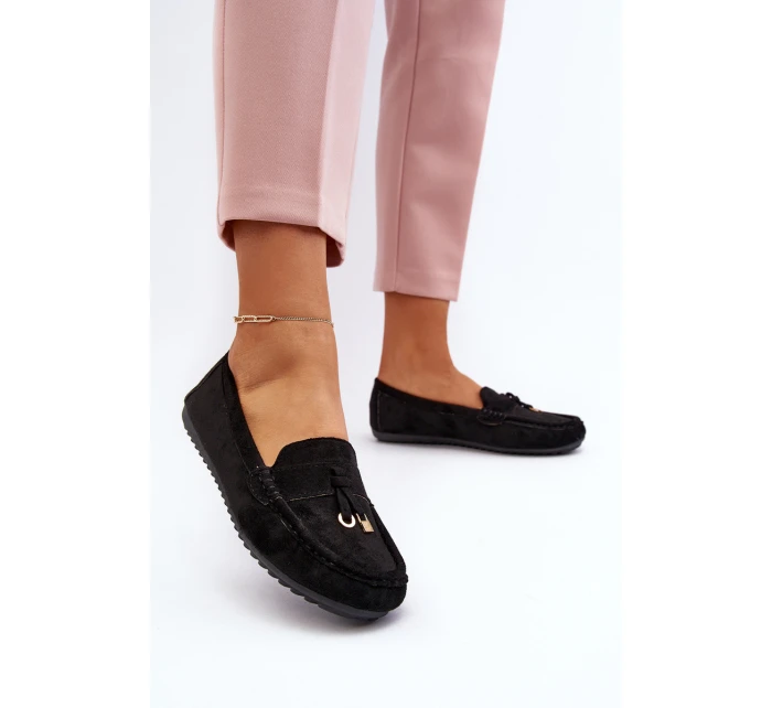 Dámské klasické černé semišové mokasíny model 21651268 - Boto Dámské klasické černé semišové mokasíny model 21651268 - Boto