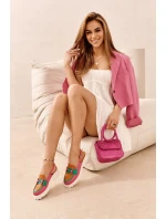 Dámské sandály na ploché podrážce s ozdobou oranžové D&A MR38-656