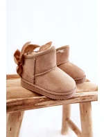 Dívčí teplé sněhule s mašlemi Béžove Meriva