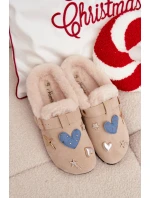 Dámské domácí pantofle se sponou a kožíškem – béžové Thalora Dámské domácí pantofle se sponou a kožíškem – béžové Thalora