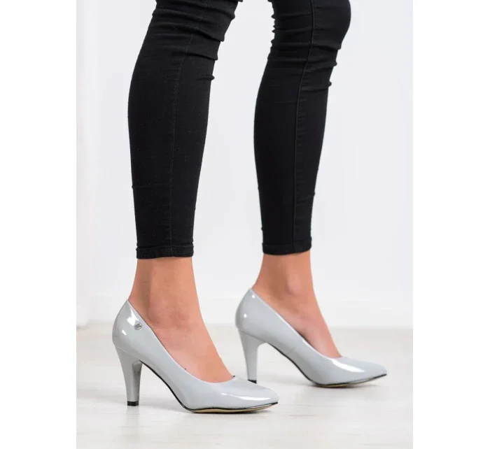 Stylové šedo-stříbrné dámské  lodičky na jehlovém podpatku