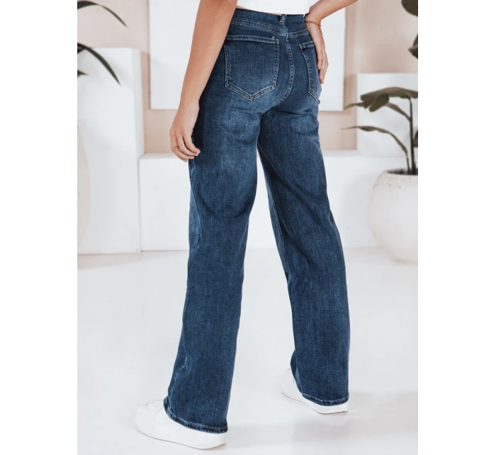 Dámské džíny s širokými nohavicemi tmavě modré FashionStreet UY2782 Dámské džíny s širokými nohavicemi tmavě modré FashionStreet UY2782