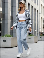 Dámské baggy džíny s vysokým pasem světle modré FashionStreet UY2934
