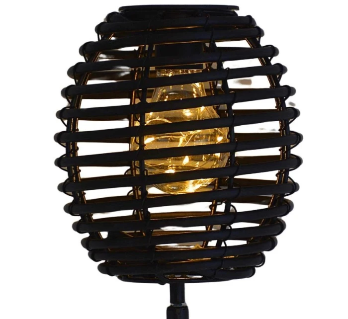 RATANOVÁ SOLÁRNÍ KULOVÁ LAMPA ČERNÁ PROGARDEN
