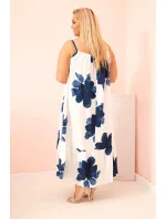 Dámské šaty na ramínka s volánem a květinovým potiskem džínová