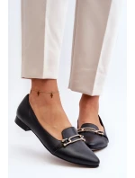 Zazoo 2885 Kožené baletky s ozdobou Černé