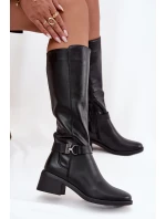 dámské kozačky na klínu s páskem  černé model 21714145 - SERGIO LEONE