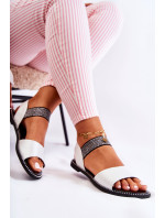 Klasický kožené sandály s cvočky Stříbrná Shelly