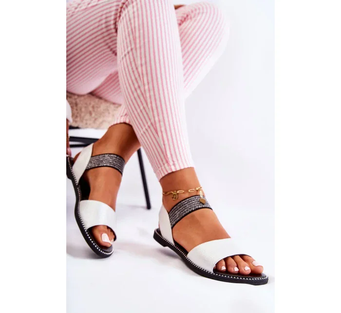 Klasický kožené sandály s cvočky Stříbrná Shelly Klasický kožené sandály s cvočky Stříbrná Shelly