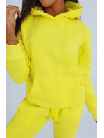 Žlutá dámská mikina BASIC s kapucí BY0285