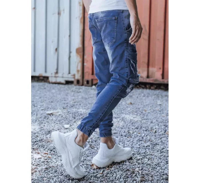 Modré pánské kalhoty FashionStreet UX3285