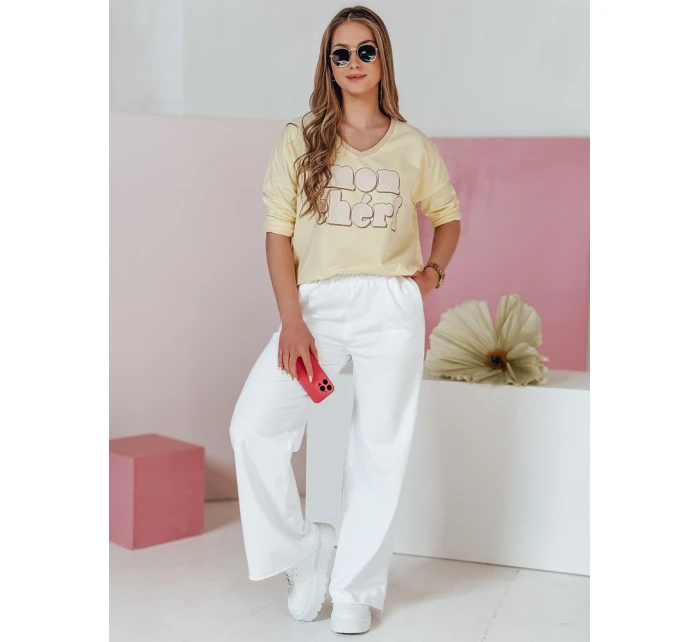 Dámské tepláky se širokými nohavicemi DRESLINA white FashionStreet UY2693 Dámské tepláky se širokými nohavicemi DRESLINA white FashionStreet UY2693