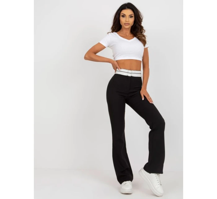 Černé látkové kalhoty do zvonu bez kapes (DHJ-SP-6971.33P) Černé látkové kalhoty do zvonu bez kapes (DHJ-SP-6971.33P)