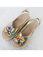 Dámské kožené sandály Filippo DS6983 s korálky a zlatou metalízou