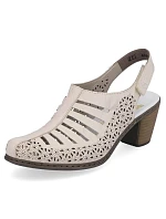 Kožené sandály na podpatku Rieker W RKR49B beige Kožené sandály na podpatku Rieker W RKR49B beige