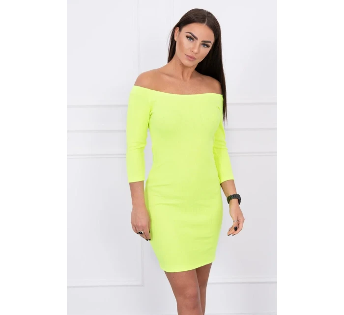 Pruhované vypasované šaty žluté neonové