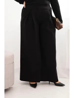 Dámské kalhoty Plus Size s širokými nohavicemi a model 21728713 černé - K-Fashion