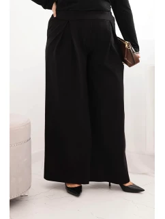 Dámské kalhoty Plus Size s širokými nohavicemi a model 21728713 černé - K-Fashion