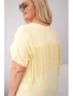 Dámská bavlněná halenka s V výstřihem a třásněmi na zádech žlutá