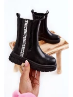 Dětské vysoké zateplené kozačky černé model 21597214 - Boto Dětské vysoké zateplené kozačky černé model 21597214 - Boto