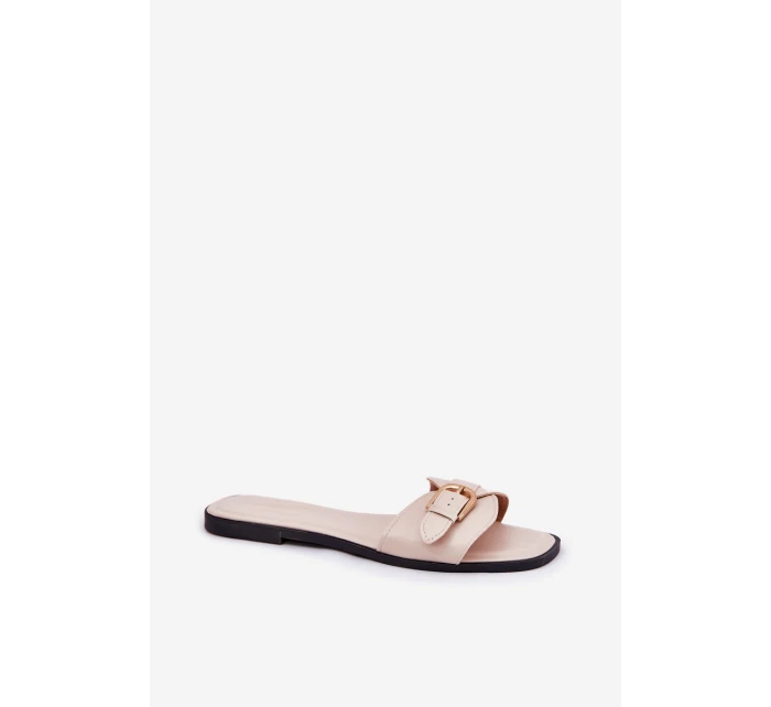 Ploché Dámské Pantofle Se Zlatou Béžové model 21689691 - Boto Ploché Dámské Pantofle Se Zlatou Béžové model 21689691 - Boto