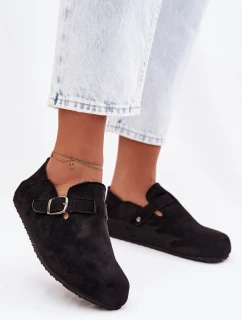 Dámské semišové ekologické polobotky s přezkou Černé model 22038399 - Boto