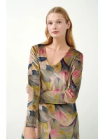 Velurové šaty s květinovým potiskem model 20516032 - Vamp