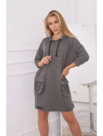 Šaty s kapucí v grafitové barvě Šaty s kapucí v grafitové barvě