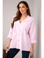 Dámská bavlněná košile s kapsami světle fialová Dámská bavlněná košile s kapsami světle fialová