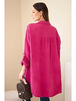 Bavlněná mušelínová košile Plus Size švestková Bavlněná mušelínová košile Plus Size švestková