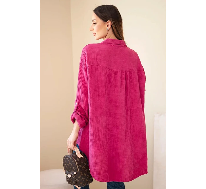 Bavlněná mušelínová košile Plus Size švestková Bavlněná mušelínová košile Plus Size švestková