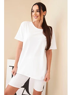 Dámský bavlněný komplet s krátkým rukávem a šortkami žlutý